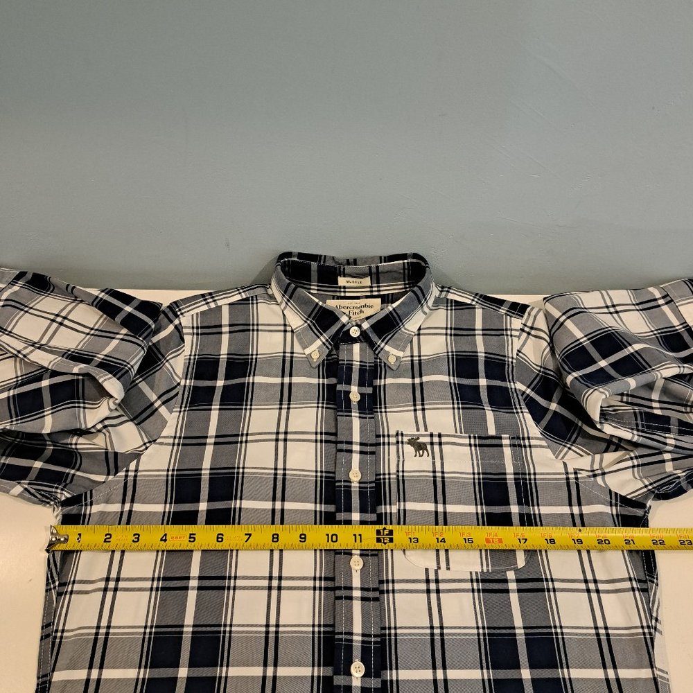 Abercrombie & Fitch Men's Muscle Large Long Sleeve Button Down Plaid Shirt - Picture 10 of 14